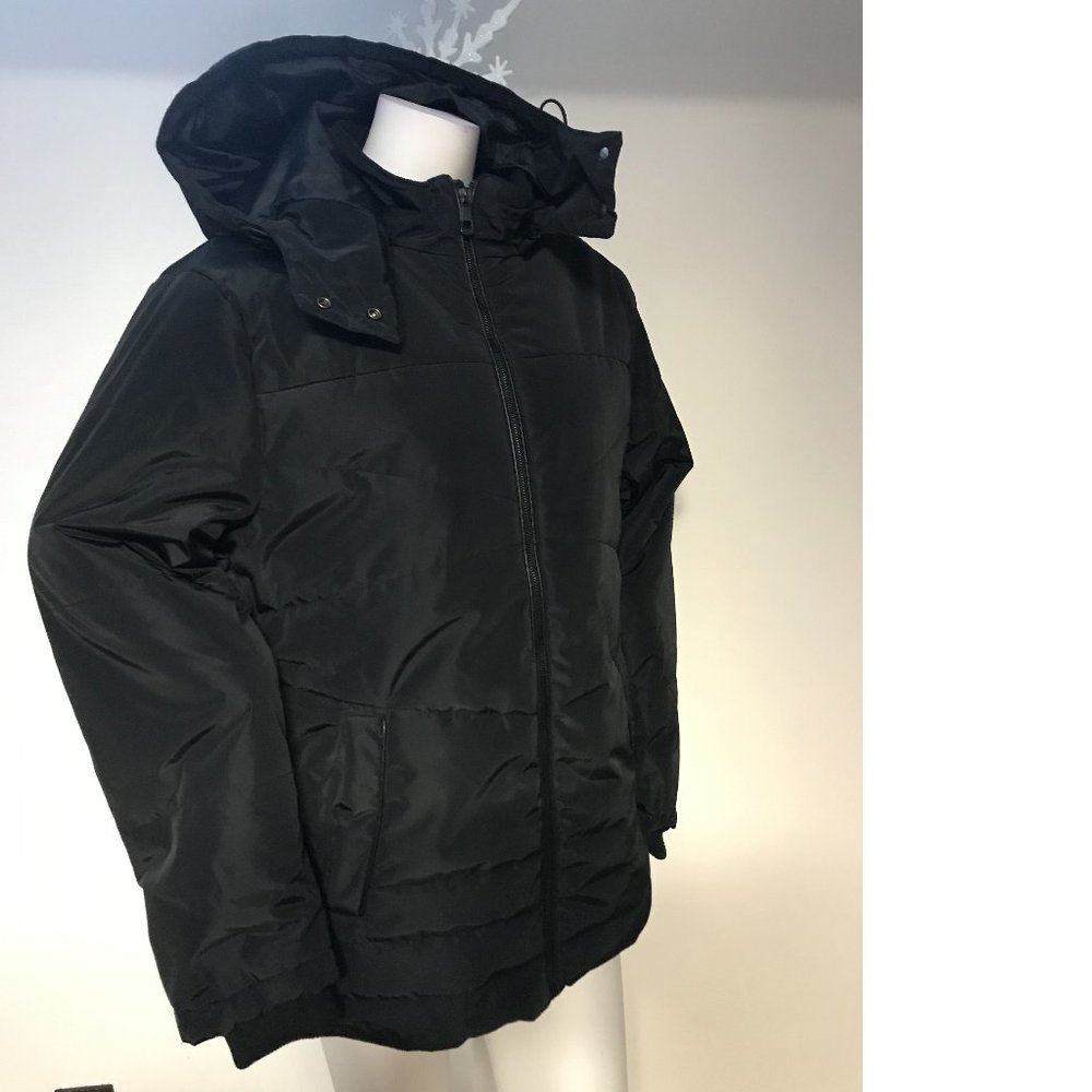 Le Chateau Men's Long Black Puffer Coat Jacket Hooded Fall Winter Man NWT